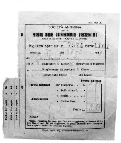 Biglietto ferrovia Agnone-Pescolanciano