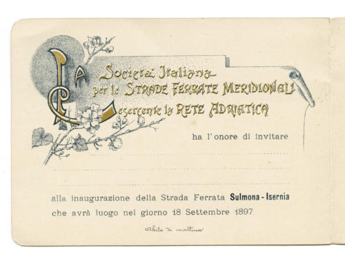 invito al viaggio inaugurale della ferrovia Sulmona-Isernia (pag. int. sx)